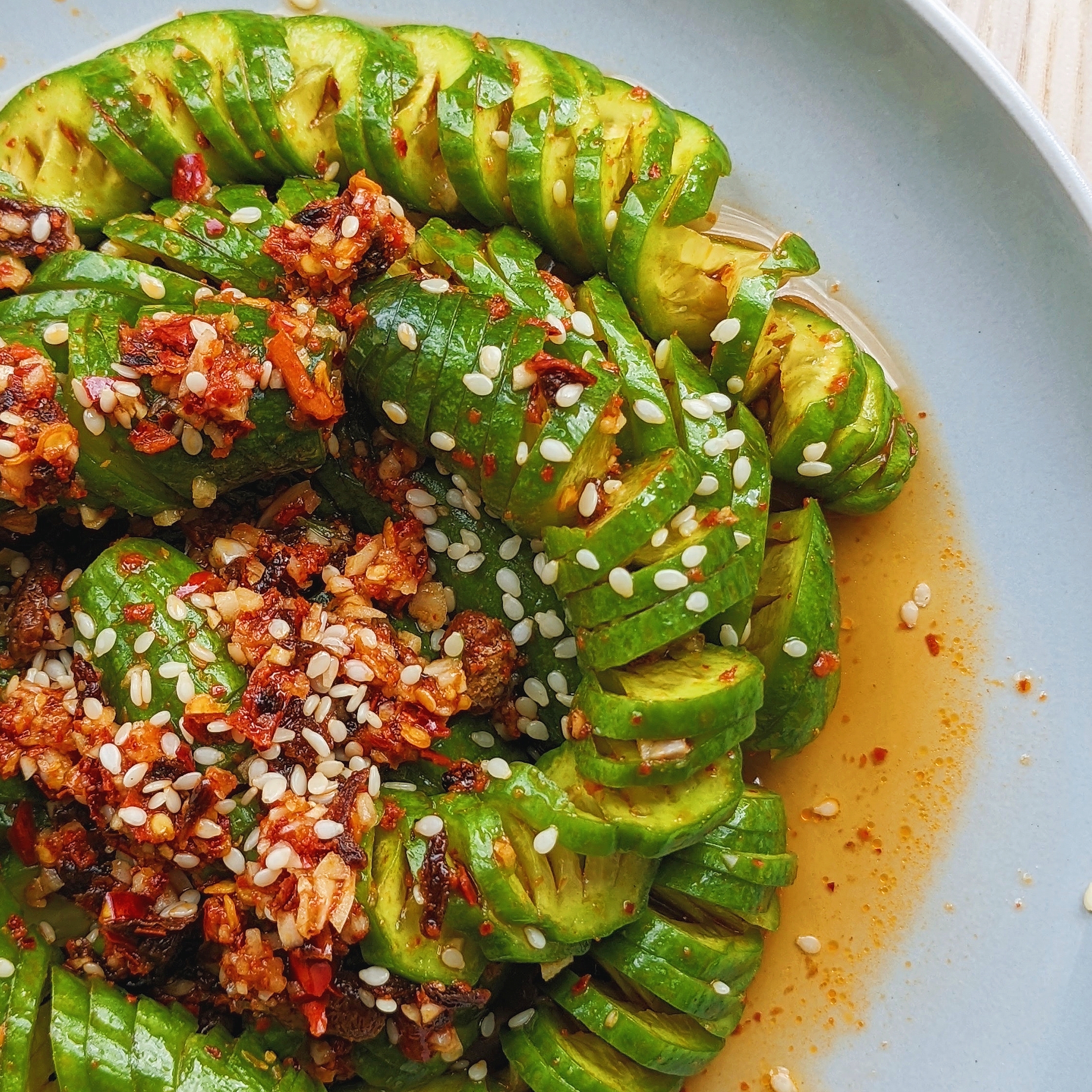 spicy slinky cucumber salad